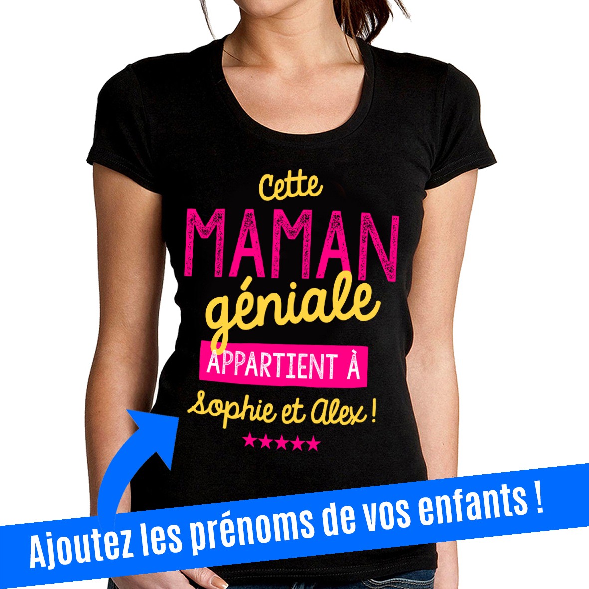 t-shirt-personnalise-maman-geniale-noir